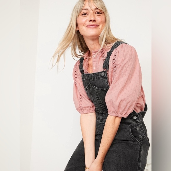 NWT! Slouchy Straight Black Wash Workwear Nonstretch Jean Overalls - Size 16 💛 - Picture 7 of 9